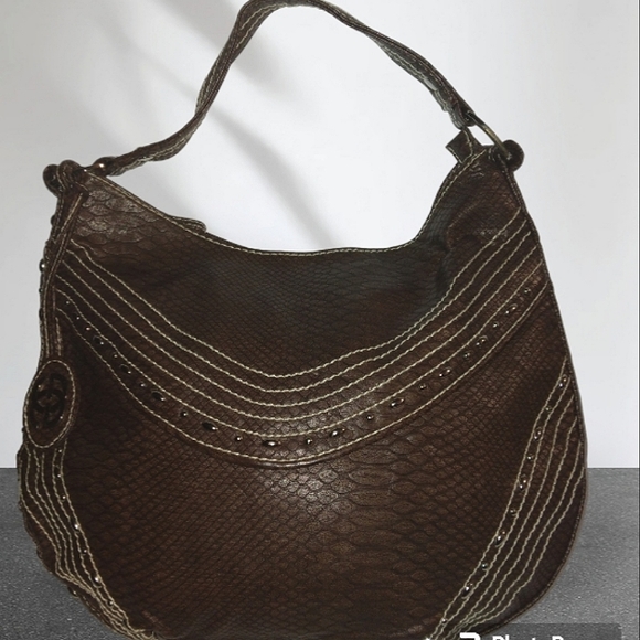 L@@K! Beautiful NWOT red by Marc Ecko Large Studded Round slouch hobo - Picture 11 of 16